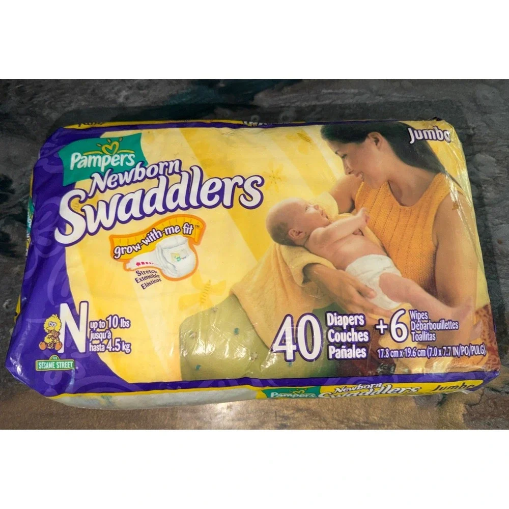 Vintage 2004 Pampers Swaddlers Newborn Diapers 38 Ct Open Pack Sesame Street